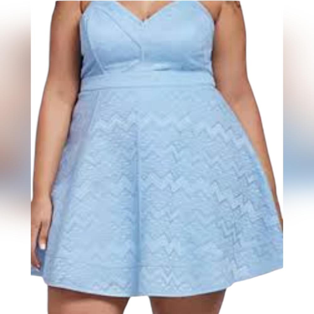Fashion to figure Lace Fit and flare dress Blue Plus Size 1X NWT